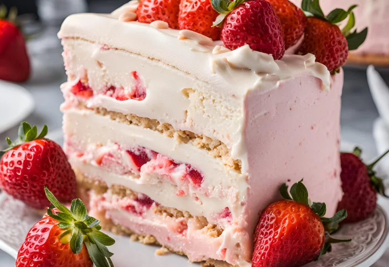 Strawberry Vanilla Ice Cream Cake