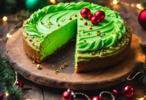 No Bake Grinch Christmas Cheesecake